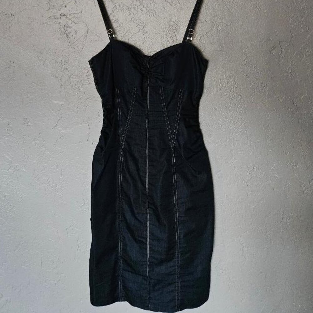 CACHE Dark Blue Jean Bodycon Sexy Mini Dress Size 2